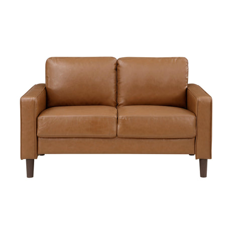 Malcolm Brown Faux Leather Loveseat by Homelegance at Eve Furniture