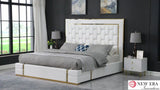 Marbella White/Gold King Storage Platform Bed by New Era Innovations at Eve Furniture
