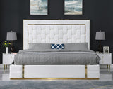 Marbella White/Gold King Storage Platform Bed by New Era Innovations at Eve Furniture