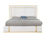 Marbella White/Gold Queen Storage Platform Bed by New Era Innovations at Eve Furniture