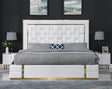 Marbella White/Gold Queen Storage Platform Bed by New Era Innovations at Eve Furniture