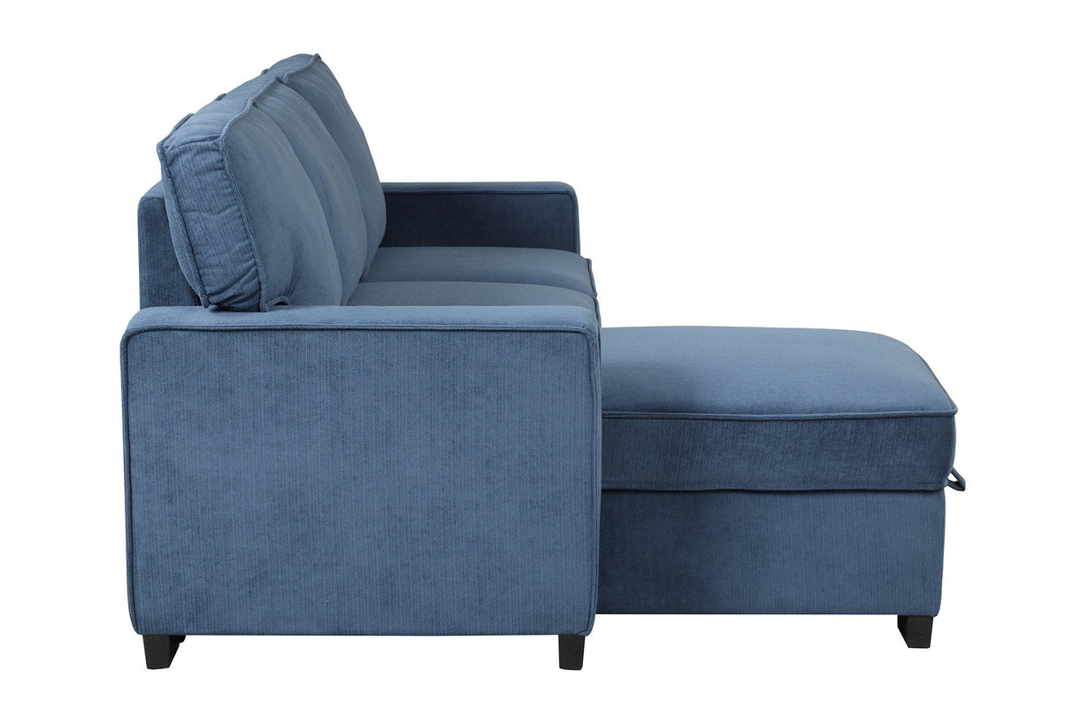 Marcos Blue Sectional With Pull-Out Bed