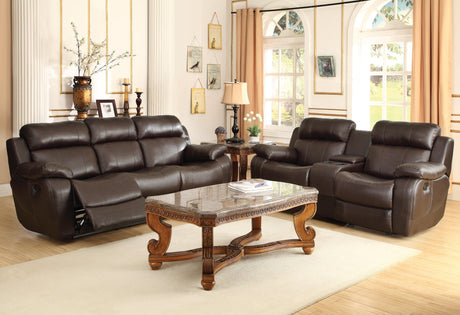 Marilla Brown Bonded Leather Reclining Living Room Set by Homelegance at Eve Furniture