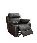 Marille Black Bonded Leather Reclining Chair by Homelegance at Eve Furniture