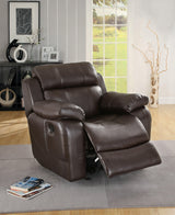 Marille Brown Bonded Leather Reclining Chair by Homelegance at Eve Furniture
