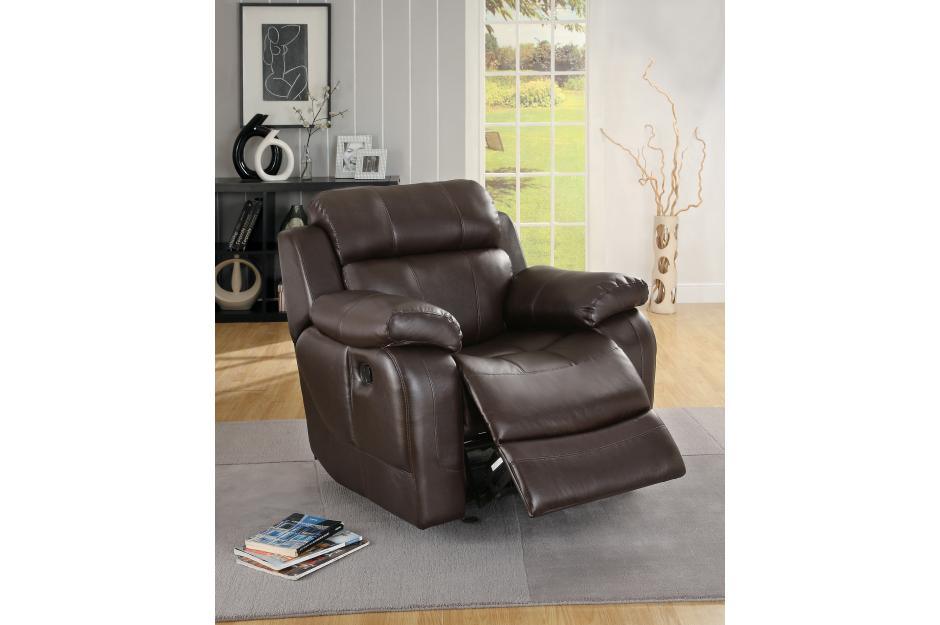 Marille Brown Bonded Leather Reclining Chair by Homelegance at Eve Furniture