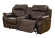 Marille Brown Bonded Leather Reclining Loveseat by Homelegance at Eve Furniture