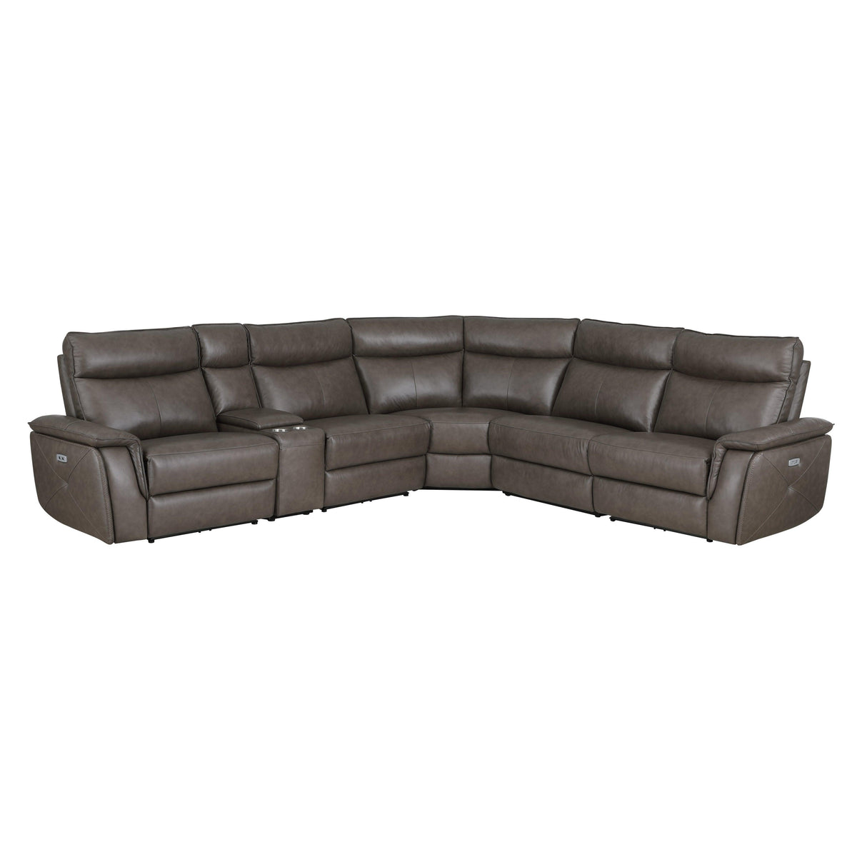 Maroni Dark Brown Leather 6-Piece Modular Power Reclining Sectional by Homelegance at Eve Furniture