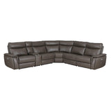 Maroni Dark Brown Leather 6-Piece Modular Power Reclining Sectional by Homelegance at Eve Furniture