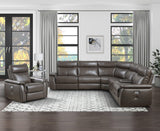 Maroni Dark Brown Leather 6-Piece Modular Power Reclining Sectional by Homelegance at Eve Furniture