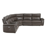 Maroni Dark Brown Leather 6-Piece Modular Power Reclining Sectional by Homelegance at Eve Furniture