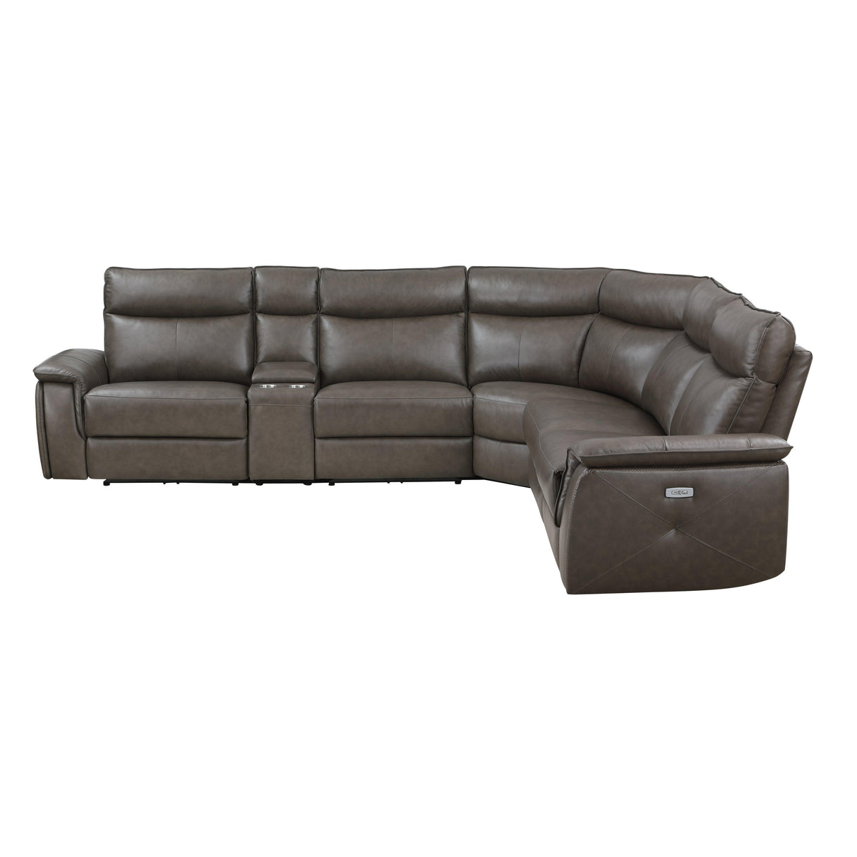 Maroni Dark Brown Leather 6-Piece Modular Power Reclining Sectional by Homelegance at Eve Furniture
