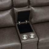 Maroni Dark Brown Leather 6-Piece Modular Power Reclining Sectional by Homelegance at Eve Furniture