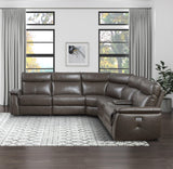 Maroni Dark Brown Leather 6-Piece Modular Power Reclining Sectional by Homelegance at Eve Furniture