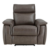Maroni Dark Brown Leather Power Reclining Chair by Homelegance at Eve Furniture