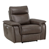 Maroni Dark Brown Leather Power Reclining Chair by Homelegance at Eve Furniture
