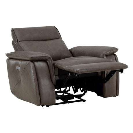 Maroni Dark Brown Leather Power Reclining Chair by Homelegance at Eve Furniture