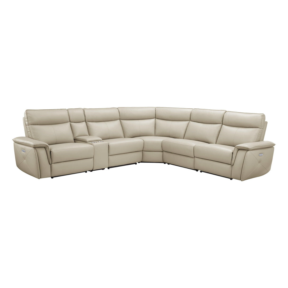 Maroni Taupe Leather 6-Piece Modular Power Reclining Sectional by Homelegance at Eve Furniture