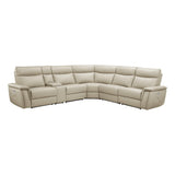 Maroni Taupe Leather 6-Piece Modular Power Reclining Sectional by Homelegance at Eve Furniture
