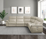 Maroni Taupe Leather 6-Piece Modular Power Reclining Sectional by Homelegance at Eve Furniture
