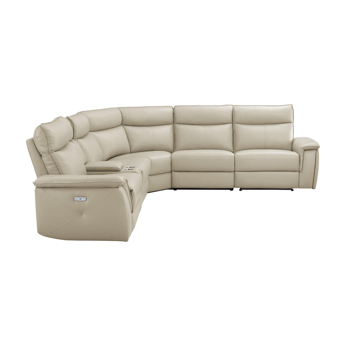 Maroni Taupe Leather 6-Piece Modular Power Reclining Sectional by Homelegance at Eve Furniture