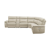 Maroni Taupe Leather 6-Piece Modular Power Reclining Sectional by Homelegance at Eve Furniture