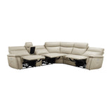 Maroni Taupe Leather 6-Piece Modular Power Reclining Sectional by Homelegance at Eve Furniture