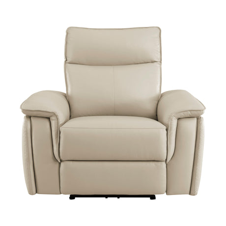 Maroni Taupe Leather Power Reclining Chair by Homelegance at Eve Furniture