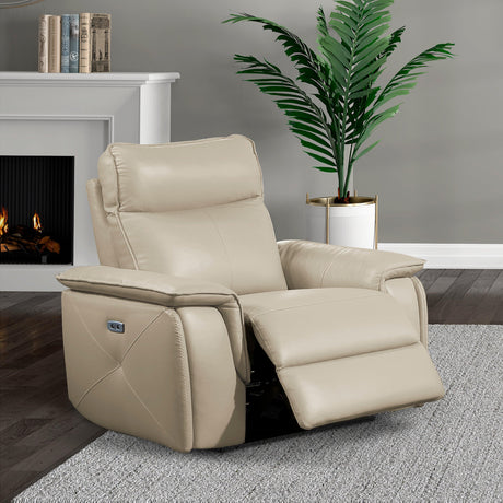 Maroni Taupe Leather Power Reclining Chair by Homelegance at Eve Furniture