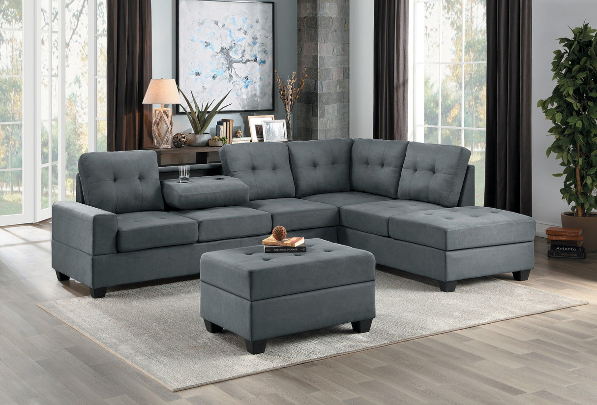 Maston Dark Gray Ottoman by Homelegance at Eve Furniture
