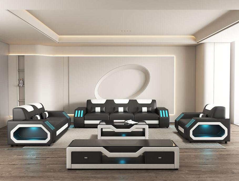 Matrix Black/White Italian Leather Living Room Set by New Era Innovations at Eve Furniture