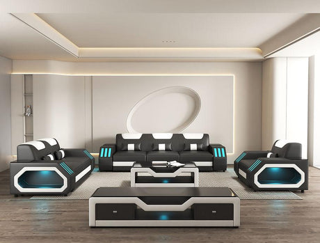 Matrix Black/White Italian Leather Living Room Set by New Era Innovations at Eve Furniture