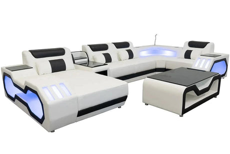 Matrix White/Black Italian Leather Sectional by New Era Innovations at Eve Furniture