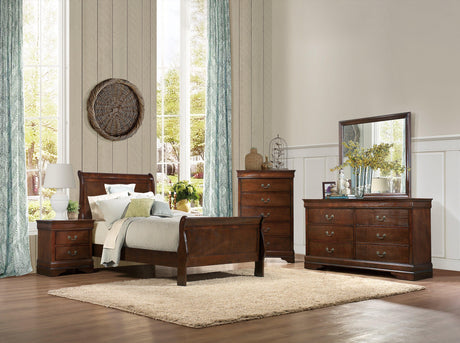 Mayville Brown Cherry Sleigh Youth Bedroom Set by Homelegance at Eve Furniture