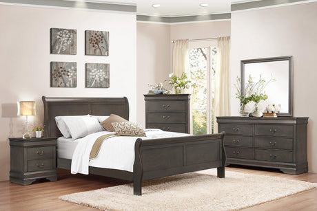 Mayville Stained Gray Sleigh Bedroom Set by Homelegance at Eve Furniture