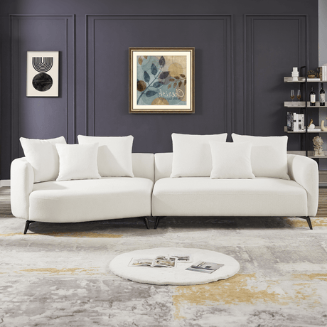 McKenzie Mid-century Modern Boucle Sectional Sofa Ivory / Left