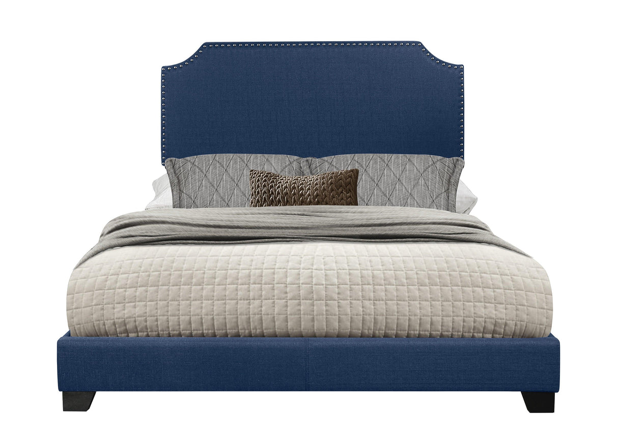 Miranda Blue King Upholstered Bed by Homelegance at Eve Furniture