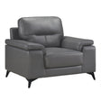 Mischa Dark Gray Top-Grain Leather Chair by Homelegance at Eve Furniture