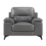 Mischa Dark Gray Top-Grain Leather Chair by Homelegance at Eve Furniture
