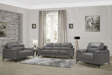 Mischa Dark Gray Top-Grain Leather Loveseat by Homelegance at Eve Furniture