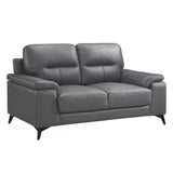 Mischa Dark Gray Top-Grain Leather Loveseat by Homelegance at Eve Furniture