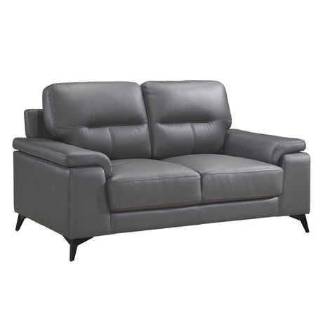 Mischa Dark Gray Top-Grain Leather Loveseat by Homelegance at Eve Furniture