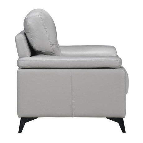 Mischa Silver Grain Top Grain Leather Chair by Homelegance at Eve Furniture