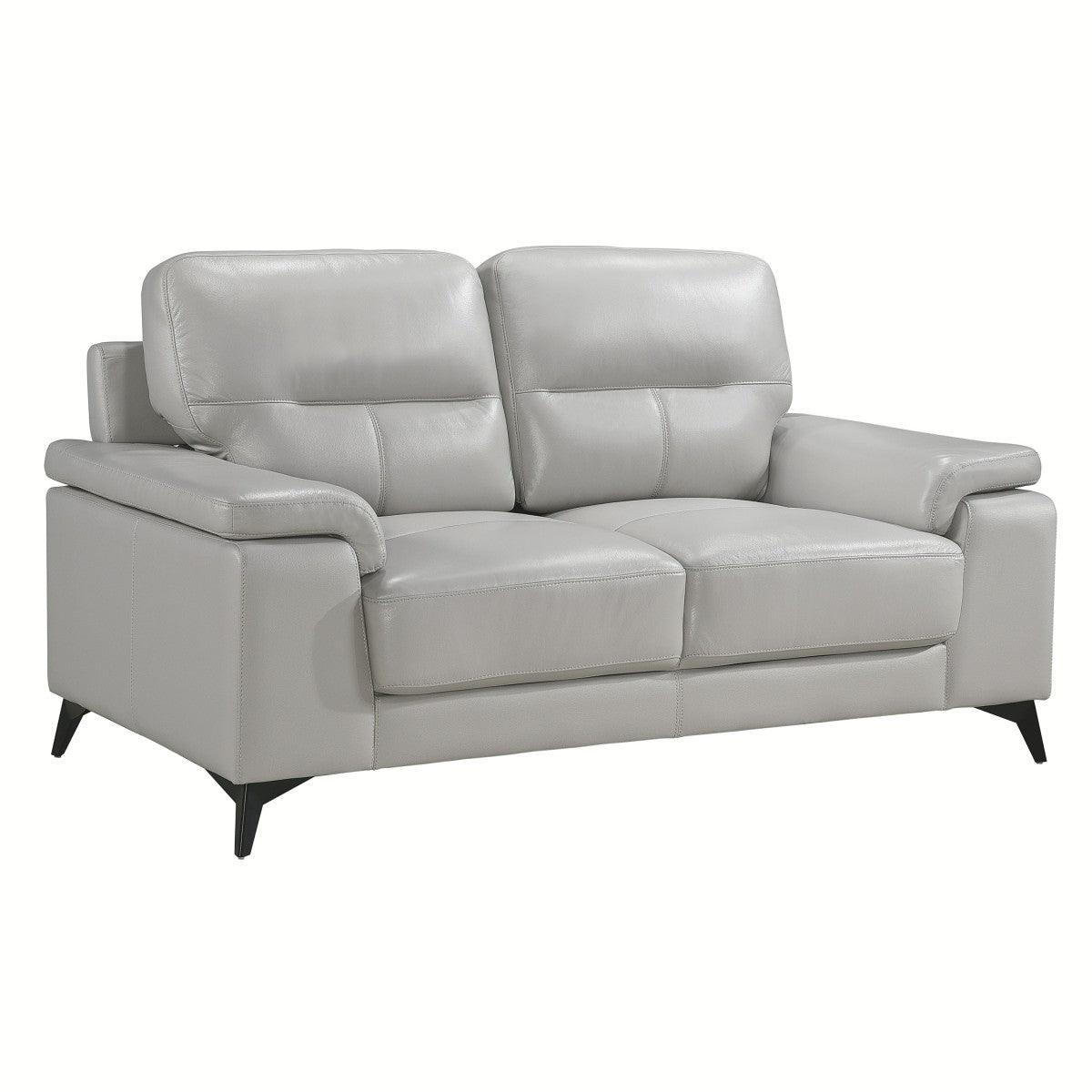 Mischa Silver Grain Top Grain Leather Loveseat by Homelegance at Eve Furniture