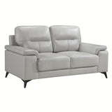 Mischa Silver Grain Top Grain Leather Loveseat by Homelegance at Eve Furniture