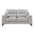 Mischa Silver Grain Top Grain Leather Loveseat by Homelegance at Eve Furniture
