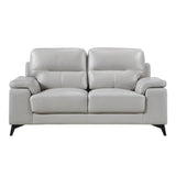 Mischa Silver Grain Top Grain Leather Loveseat by Homelegance at Eve Furniture