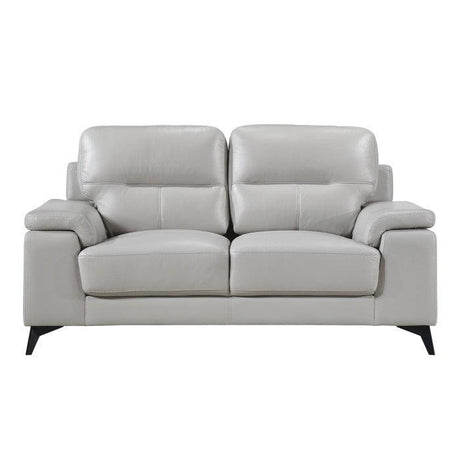 Mischa Silver Grain Top Grain Leather Loveseat by Homelegance at Eve Furniture