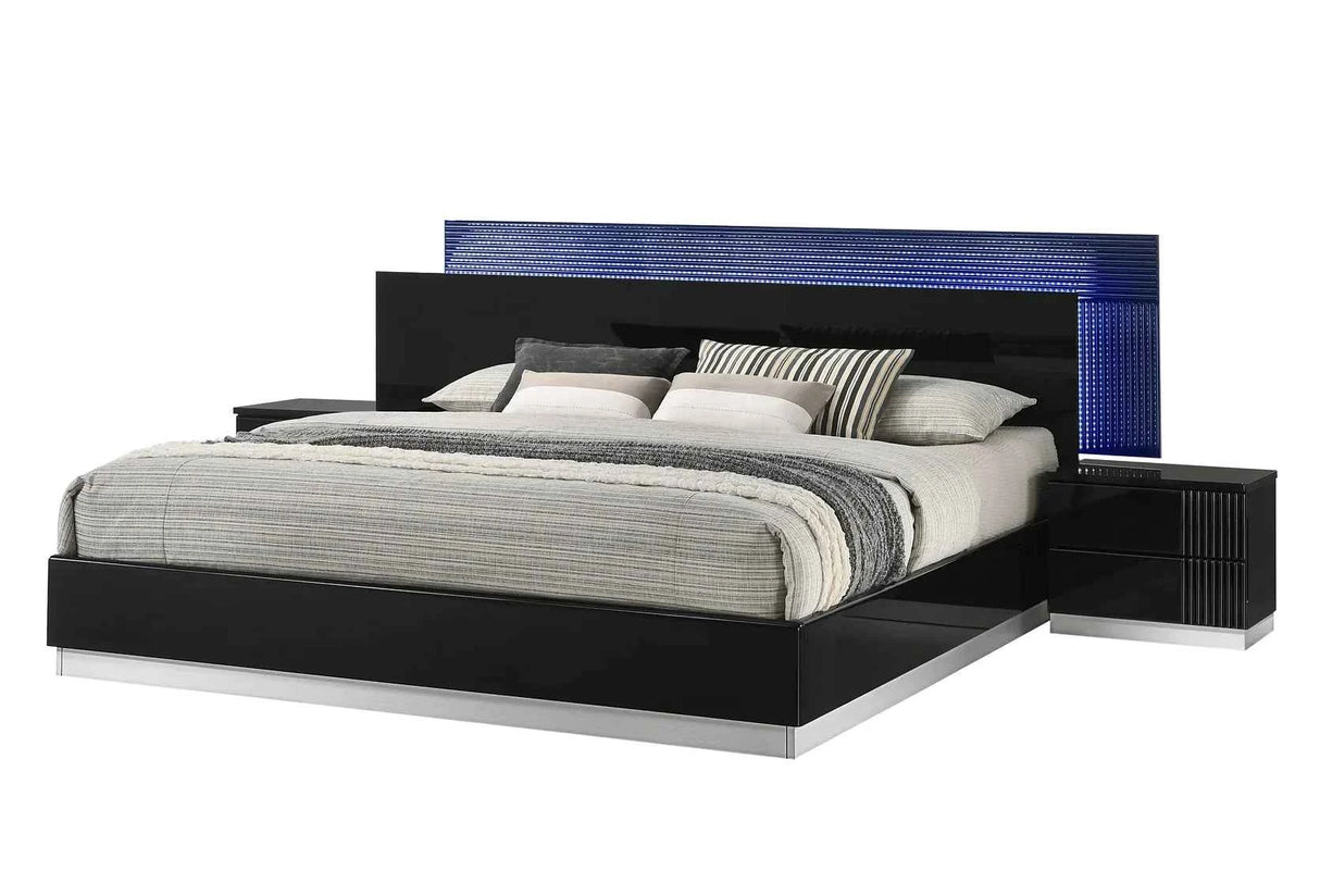 Modena Black LED Italian Bedroom Set by New Era Innovations at Eve Furniture