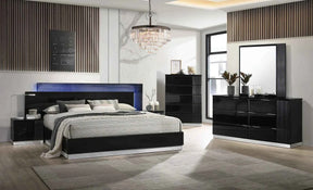 Modena Black LED Italian Bedroom Set by New Era Innovations at Eve Furniture